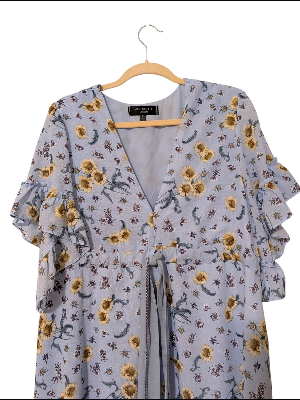 Max Studio Light Blue Floral Mini Dress - Picture 4 of 7